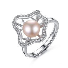 Irregular Flower 925 Silver Freshwater Pearl Rings